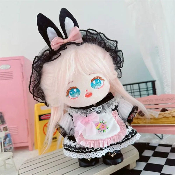 Planet Gates 1Set Handmade 10/20cm Doll Clothes Maid Dress Headband Apron Kpop Plush Dolls Outfit Toys Baby Doll's Accessories Cos Suit