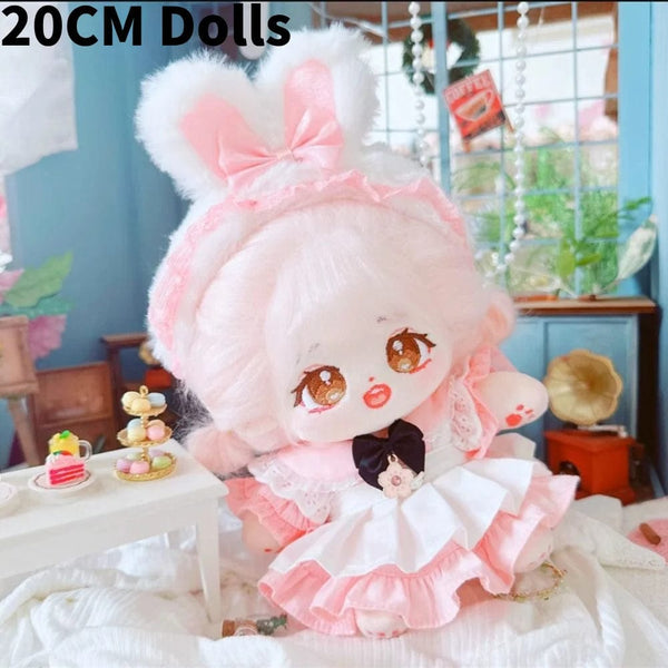 Planet Gates 1Set Handmade 10/20cm Doll Clothes Maid Dress Headband Apron Kpop Plush Dolls Outfit Toys Baby Doll's Accessories Cos Suit
