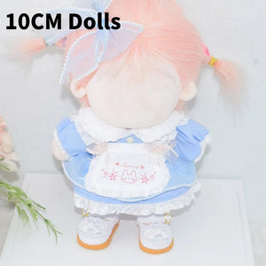 Planet Gates 1Set Handmade 10/20cm Doll Clothes Maid Dress Headband Apron Kpop Plush Dolls Outfit Toys Baby Doll's Accessories Cos Suit