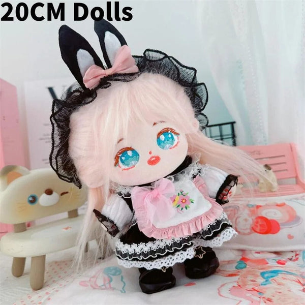 Planet Gates 1Set Handmade 10/20cm Doll Clothes Maid Dress Headband Apron Kpop Plush Dolls Outfit Toys Baby Doll's Accessories Cos Suit