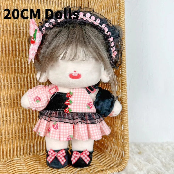 Planet Gates 1Set Handmade 10/20cm Doll Clothes Maid Dress Headband Apron Kpop Plush Dolls Outfit Toys Baby Doll's Accessories Cos Suit