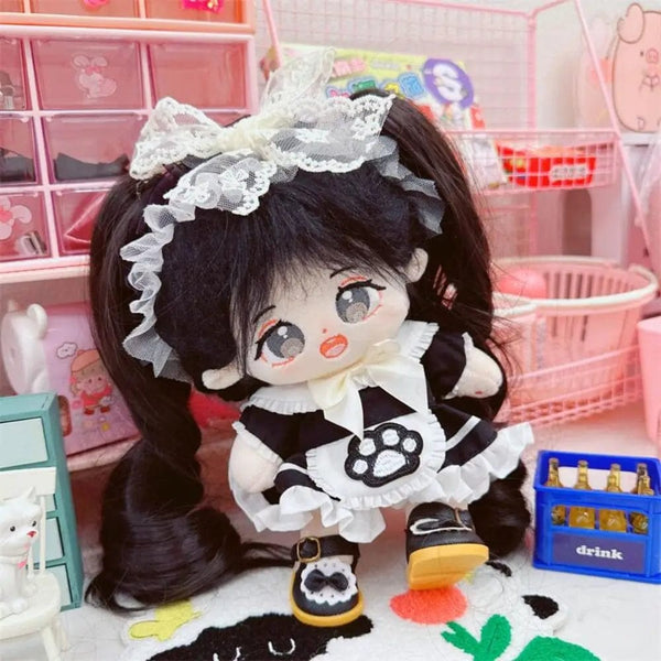 Planet Gates 1Set Handmade 10/20cm Doll Clothes Maid Dress Headband Apron Kpop Plush Dolls Outfit Toys Baby Doll's Accessories Cos Suit