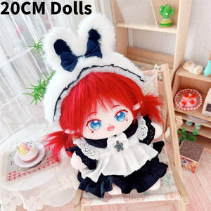 Planet Gates 1Set Handmade 10/20cm Doll Clothes Maid Dress Headband Apron Kpop Plush Dolls Outfit Toys Baby Doll's Accessories Cos Suit