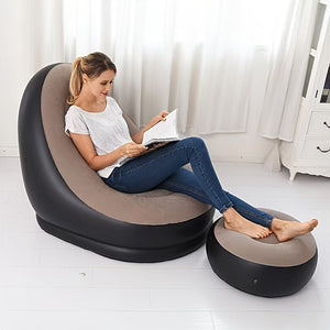Planet Gates 1set Inflatable Portable Lazy Slip-on Sofa Color Boxed Modern Casual Home Outdoor Camping Movable Flocking Sofa