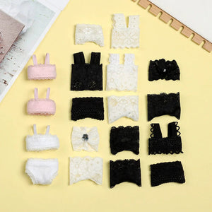 Planet Gates 1Set Soft Lace Underwear Bra Briefs For 30CM Doll 1/6 Knickers For Blythe 1/6 BJD Dolls Top Underpant For Dollhouse Kids Toy