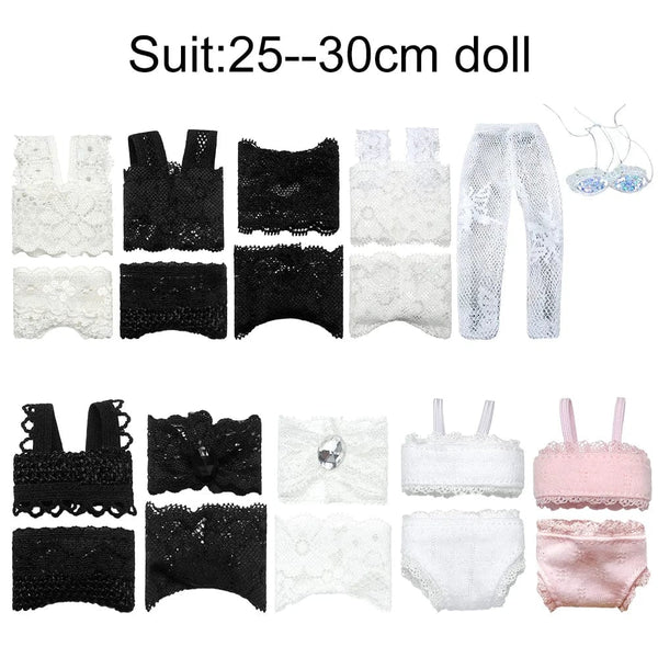 Planet Gates 1Set Soft Lace Underwear Bra Briefs For 30CM Doll 1/6 Knickers For Blythe 1/6 BJD Dolls Top Underpant For Dollhouse Kids Toy
