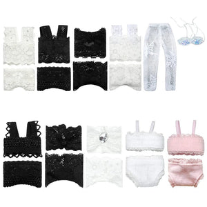 Planet Gates 1Set Soft Lace Underwear Bra Briefs For 30CM Doll 1/6 Knickers For Blythe 1/6 BJD Dolls Top Underpant For Dollhouse Kids Toy
