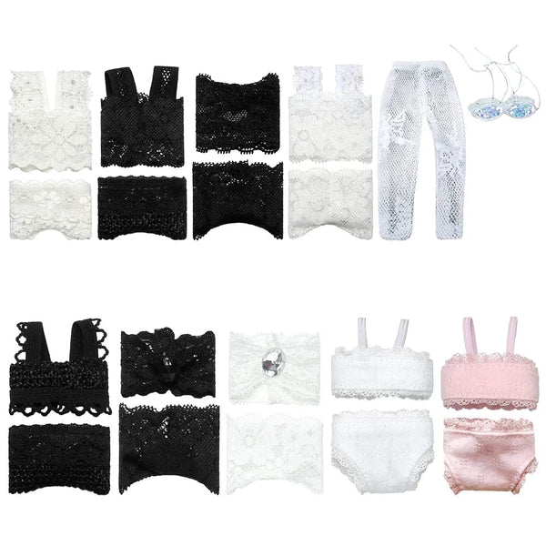 Planet Gates 1Set Soft Lace Underwear Bra Briefs For 30CM Doll 1/6 Knickers For Blythe 1/6 BJD Dolls Top Underpant For Dollhouse Kids Toy