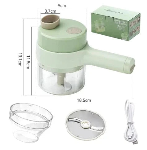 Planet Gates 1st generation Green 4In1 Electric Vegetable Cutter Set Handheld Wireless Electric Garlic Masher Food Chopper Meat Grinder Machine Food Peel Slice 4I