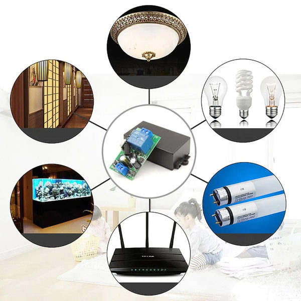 Planet Gates 1T / CHINA 433MHz Wireless Remote Control Switch AC110V 220V 10A 1CH Relay Module Receiver ON OFF Remote Control For Led Lights Bulb DIY