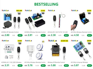 Planet Gates 1T / CHINA 433MHz Wireless Remote Control Switch AC110V 220V 10A 1CH Relay Module Receiver ON OFF Remote Control For Led Lights Bulb DIY