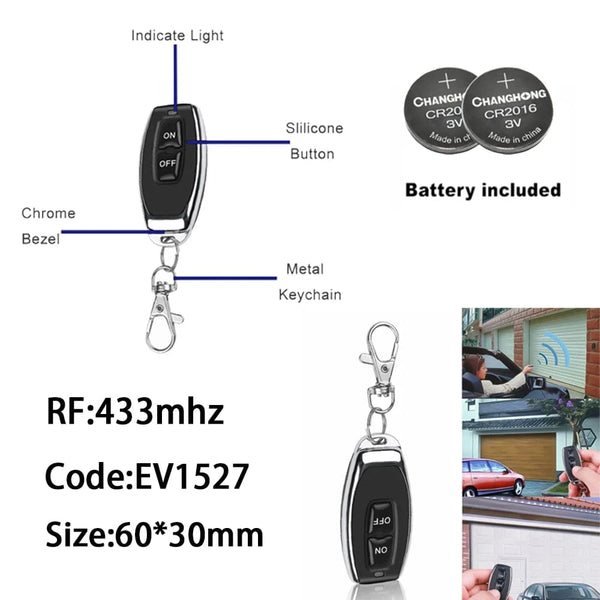 Planet Gates 1T / CHINA 433MHz Wireless Remote Control Switch AC110V 220V 10A 1CH Relay Module Receiver ON OFF Remote Control For Led Lights Bulb DIY