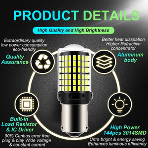 Planet Gates 1x P21W PY21W Car LED Bulb Ba15s 1156 Bau15s T20 WY21W W21W 7443 High Power LED Signal Light Canbus No error Auto Reverse Lamp