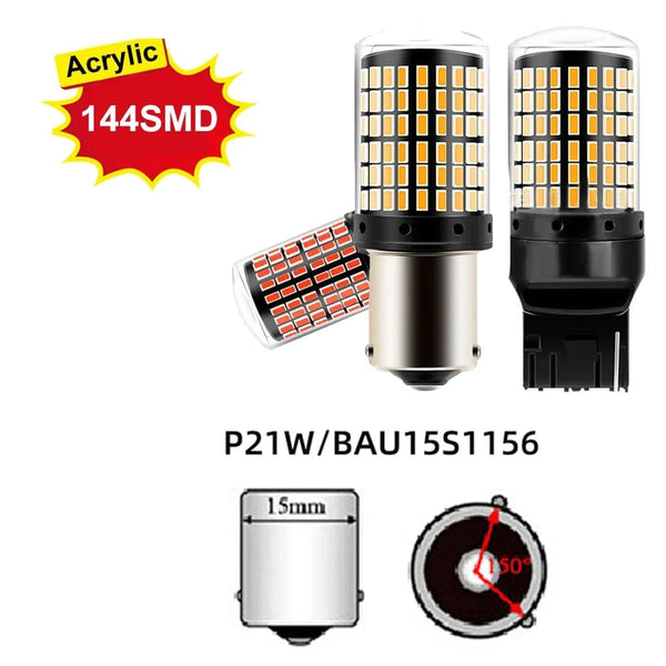Planet Gates 1x P21W PY21W Car LED Bulb Ba15s 1156 Bau15s T20 WY21W W21W 7443 High Power LED Signal Light Canbus No error Auto Reverse Lamp