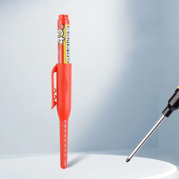 Planet Gates 1X Red 45mm Deep Hole Long Nib Head Markers Deep Drill Hole Long Nib Scriber Multifunction Mechanical Carpentry Colorful Marker Pen