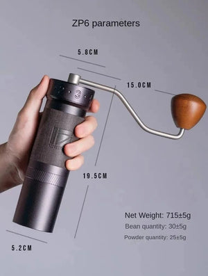 Planet Gates 1Zpresso ZP6 Hand-cranked Bean Grinder Hand-brewed Espresso Portable Coffee Mill Adustable 7core Burr 48mm Spice Grinder