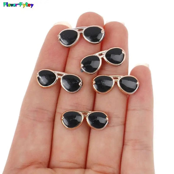 Planet Gates 2/10/12Pcs Fashion Round Frame Lensless Retro Cool Doll Glasses For Doll 30cm Round Frame No Lens Retro Cool Doll Glasses Black