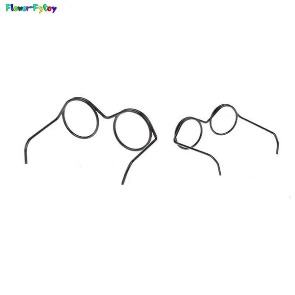 Planet Gates 2/10/12Pcs Fashion Round Frame Lensless Retro Cool Doll Glasses For Doll 30cm Round Frame No Lens Retro Cool Doll Glasses Black