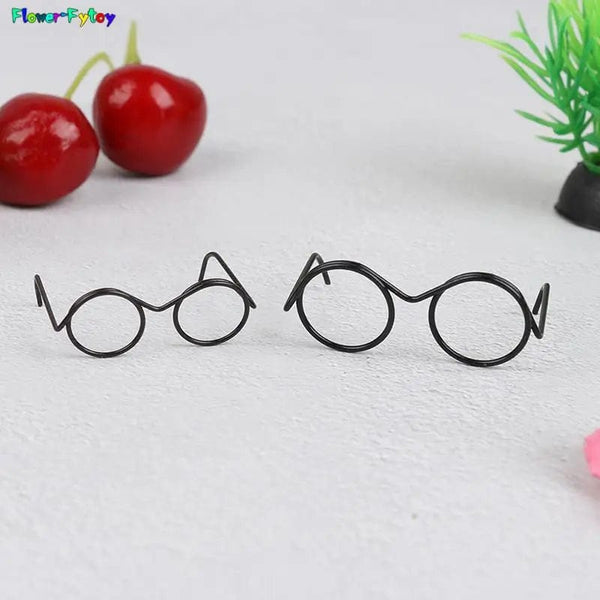 Planet Gates 2/10/12Pcs Fashion Round Frame Lensless Retro Cool Doll Glasses For Doll 30cm Round Frame No Lens Retro Cool Doll Glasses Black