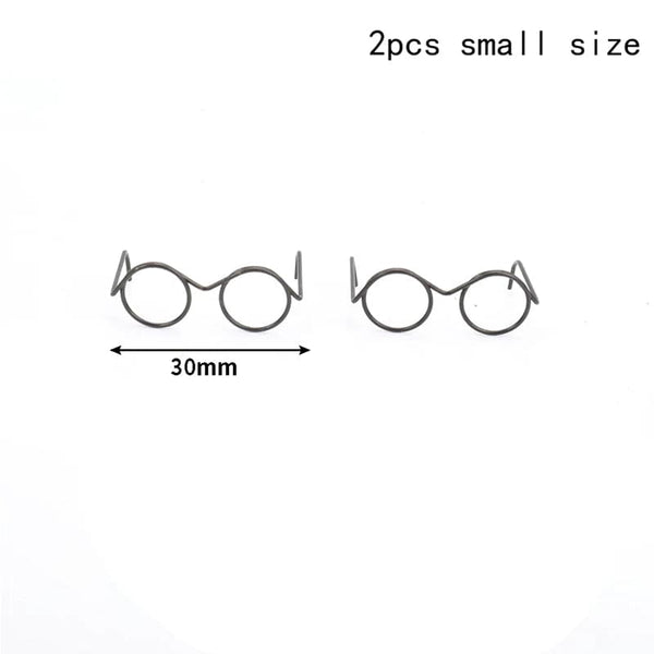 Planet Gates 2/10/12Pcs Fashion Round Frame Lensless Retro Cool Doll Glasses For Doll 30cm Round Frame No Lens Retro Cool Doll Glasses Black