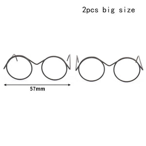 Planet Gates 2/10/12Pcs Fashion Round Frame Lensless Retro Cool Doll Glasses For Doll 30cm Round Frame No Lens Retro Cool Doll Glasses Black