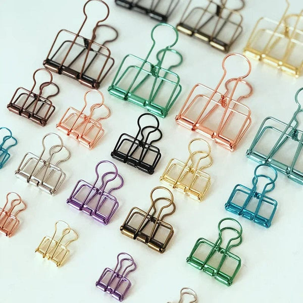 Planet Gates 2-10 Pcs Paper Clip Sliver Rose Gold Binder Clips Page Holder Office Study Binder Clips Photo Clamp Office School Desk Organizer