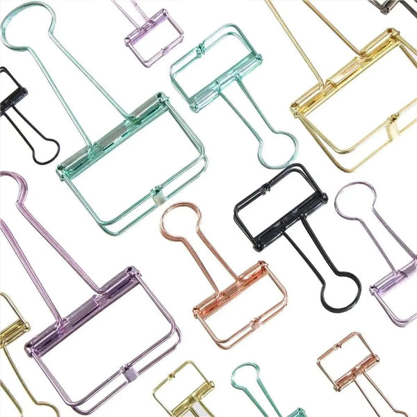 Planet Gates 2-10 Pcs Paper Clip Sliver Rose Gold Binder Clips Page Holder Office Study Binder Clips Photo Clamp Office School Desk Organizer