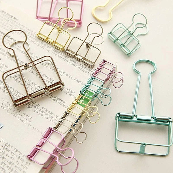 Planet Gates 2-10 Pcs Paper Clip Sliver Rose Gold Binder Clips Page Holder Office Study Binder Clips Photo Clamp Office School Desk Organizer