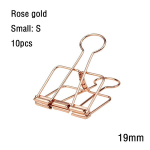 Planet Gates 2-10 Pcs Paper Clip Sliver Rose Gold Binder Clips Page Holder Office Study Binder Clips Photo Clamp Office School Desk Organizer