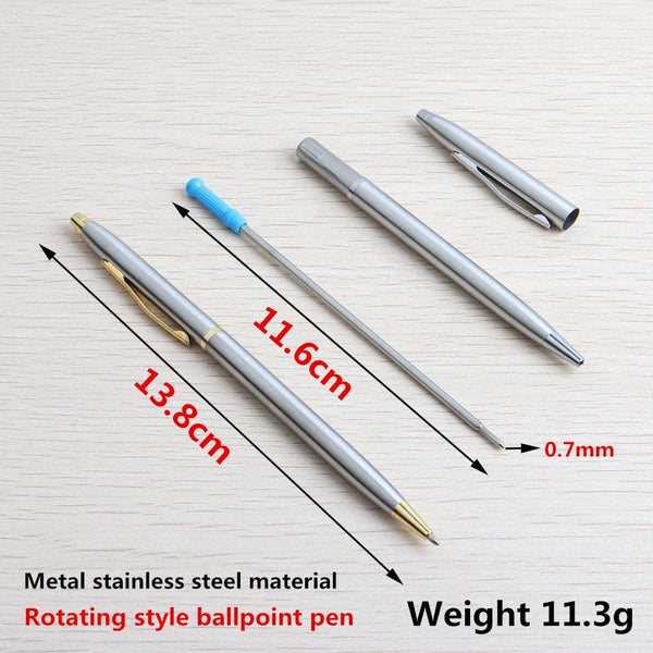 Planet Gates 2+20 Pcs/Set Metal Ballpoint Pen With Refills For School Office Stainless Steel Material Ball Pen Black Blue Refill Ink