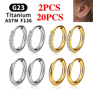 Planet Gates 2/20PCS G23 Titanium Earring Hoop CZ Hinged Segment Round Nose Ring for Women Ear Tragus Cartilage Helix Daith Piercing Jewelry