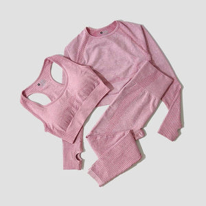 Planet Gates 2/3/5PCS Seamless Women Yoga Set Workout Sportswear Gym Clothing Fitness Long Sleeve Crop Top High Waist Leggings Sports Suits