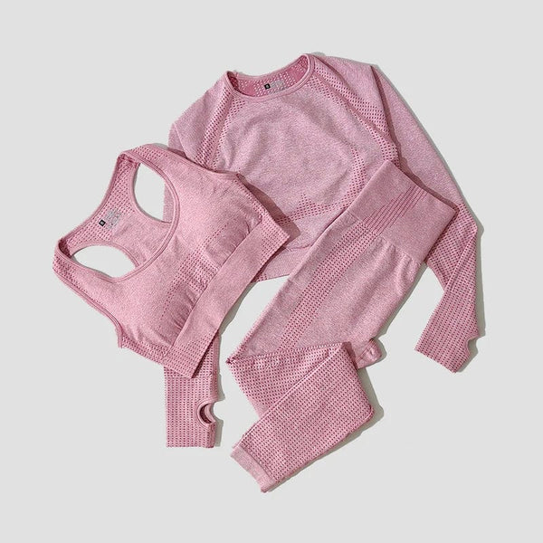 Planet Gates 2/3/5PCS Seamless Women Yoga Set Workout Sportswear Gym Clothing Fitness Long Sleeve Crop Top High Waist Leggings Sports Suits