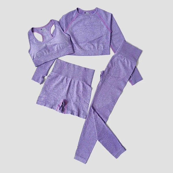 Planet Gates 2/3/5PCS Seamless Women Yoga Set Workout Sportswear Gym Clothing Fitness Long Sleeve Crop Top High Waist Leggings Sports Suits