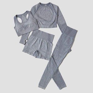 Planet Gates 2/3/5PCS Seamless Women Yoga Set Workout Sportswear Gym Clothing Fitness Long Sleeve Crop Top High Waist Leggings Sports Suits