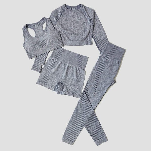 Planet Gates 2/3/5PCS Seamless Women Yoga Set Workout Sportswear Gym Clothing Fitness Long Sleeve Crop Top High Waist Leggings Sports Suits