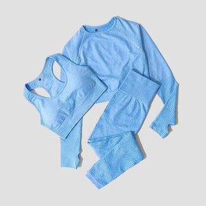 Planet Gates 2/3/5PCS Seamless Women Yoga Set Workout Sportswear Gym Clothing Fitness Long Sleeve Crop Top High Waist Leggings Sports Suits