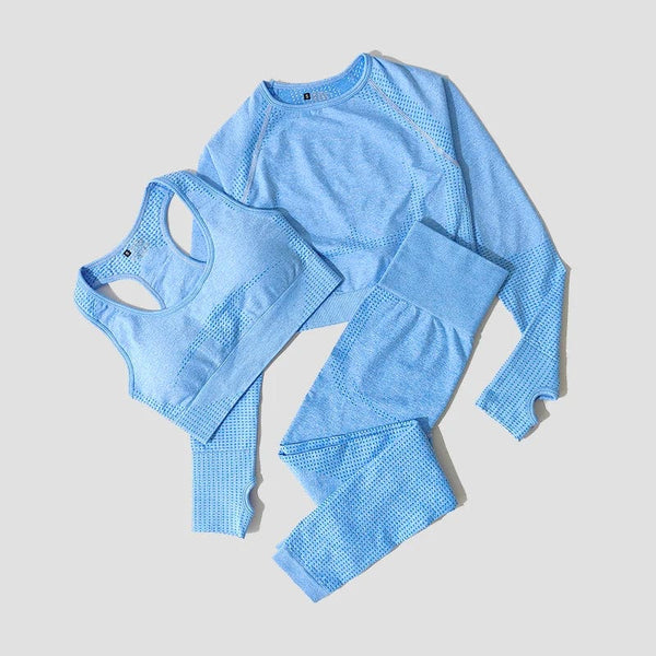 Planet Gates 2/3/5PCS Seamless Women Yoga Set Workout Sportswear Gym Clothing Fitness Long Sleeve Crop Top High Waist Leggings Sports Suits