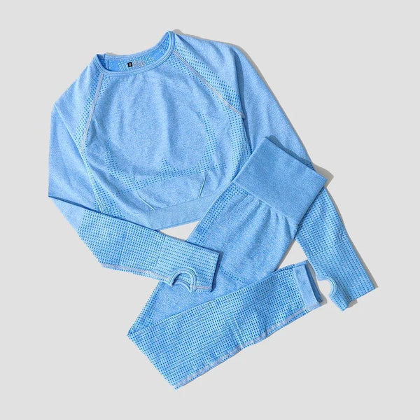 Planet Gates 2/3/5PCS Seamless Women Yoga Set Workout Sportswear Gym Clothing Fitness Long Sleeve Crop Top High Waist Leggings Sports Suits