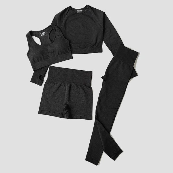 Planet Gates 2/3/5PCS Seamless Women Yoga Set Workout Sportswear Gym Clothing Fitness Long Sleeve Crop Top High Waist Leggings Sports Suits