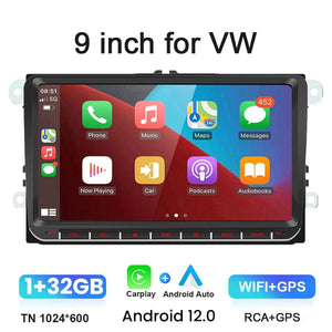 Planet Gates 2+32G / Poland 9" Car Radio Android 12 for VW Passat 6 7 CC Polo GOLF 5 6 Touran T5 WiFi GPS Navigation BT WiFi Split Screen Head Unit FM Radio