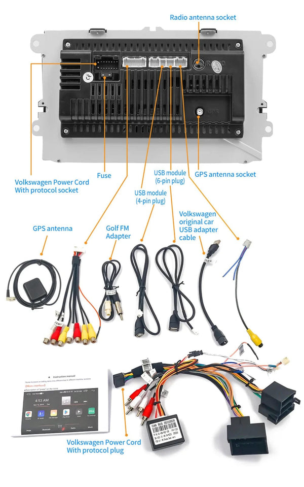 Planet Gates 2+32G / Poland 9" Car Radio Android 12 for VW Passat 6 7 CC Polo GOLF 5 6 Touran T5 WiFi GPS Navigation BT WiFi Split Screen Head Unit FM Radio