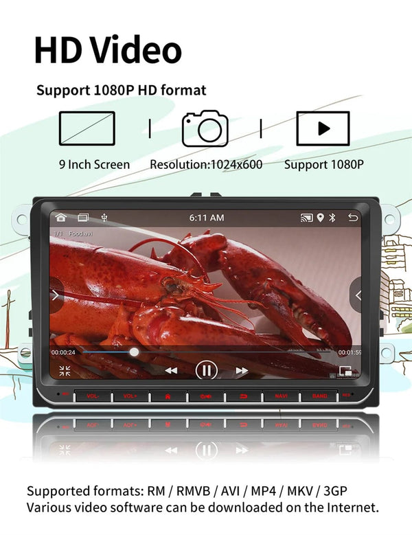 Planet Gates 2+32G / Poland 9" Car Radio Android 12 for VW Passat 6 7 CC Polo GOLF 5 6 Touran T5 WiFi GPS Navigation BT WiFi Split Screen Head Unit FM Radio