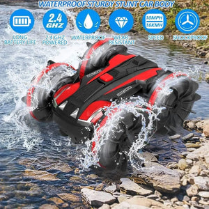 Planet Gates 2.4G Amphibious Stunt Remote Control Vehicle Double Sided Tumbling Climbing RC Stunt Car Children's Electric Toy Christmas Gifts