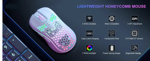 Planet Gates 2.4G Wireless Gaming Mouse RGB Lighting Charging Mouse  with Adjustable DPI Ergonomic Honeycomb Design for Desktop Laptop