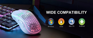 Planet Gates 2.4G Wireless Gaming Mouse RGB Lighting Charging Mouse  with Adjustable DPI Ergonomic Honeycomb Design for Desktop Laptop