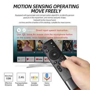 Planet Gates 2.4G Wireless Voice Remote Control Q5 Air Mouse 3 Axis Gyroscope Controller With USB Receiver For Computer Smart TV Android Box