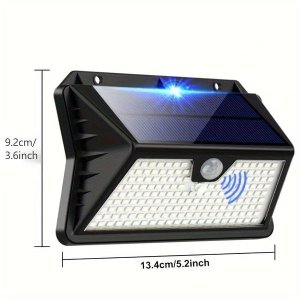 Planet Gates 2/4Packs Outdoor Solar Light With Motion Sensor, 185 LED 3 Modes Outdoor Solar Light 1800mAh Waterproof LED Outdoor Wall Light For, Garden, Patio, Garage, Front Door, Pool, Steps, Fence
