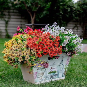 Planet Gates 2/4pcs, Artificial Flowers, Yellow Bulk Outdoor UV Resistant Fake Plants For Outside No Fade Fall Flowers Greenery Shrubs For Hanging Basket Planters, Window Outdoor Garden Yard Decor, Home Room Scene Decor