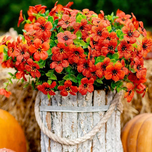 Planet Gates 2/4pcs, Artificial Flowers, Yellow Bulk Outdoor UV Resistant Fake Plants For Outside No Fade Fall Flowers Greenery Shrubs For Hanging Basket Planters, Window Outdoor Garden Yard Decor, Home Room Scene Decor